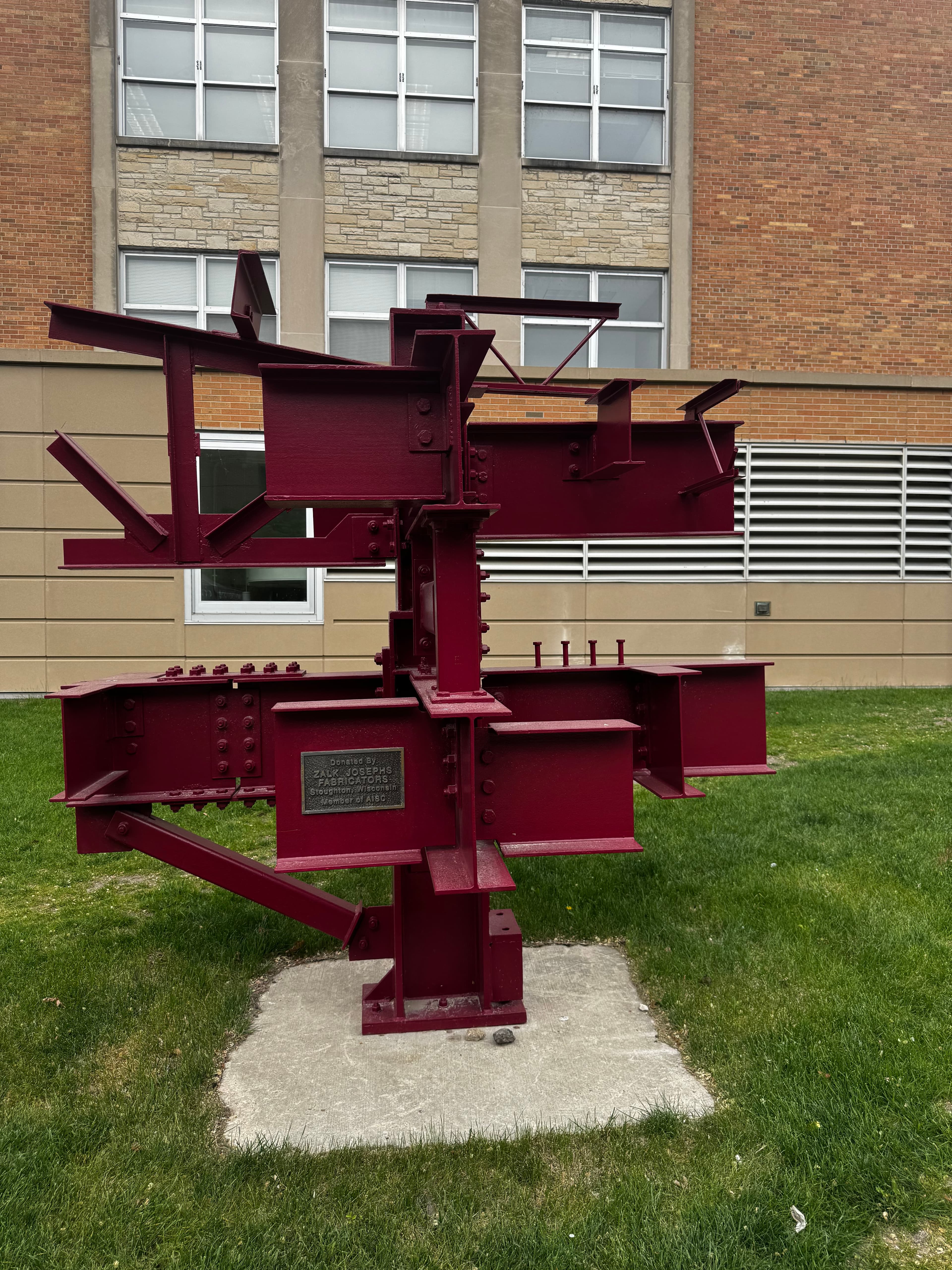 Structural Steel Sculpture outside UW Madison Engineering Building