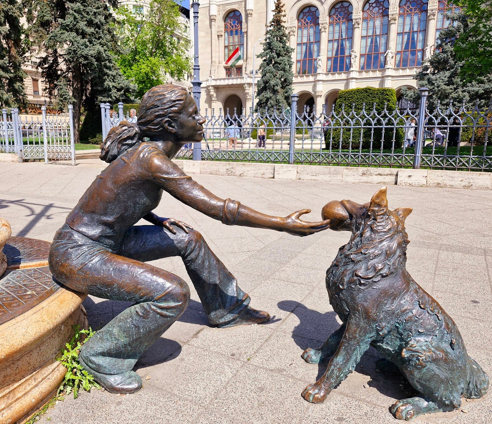 Girl With Her Dog Statue