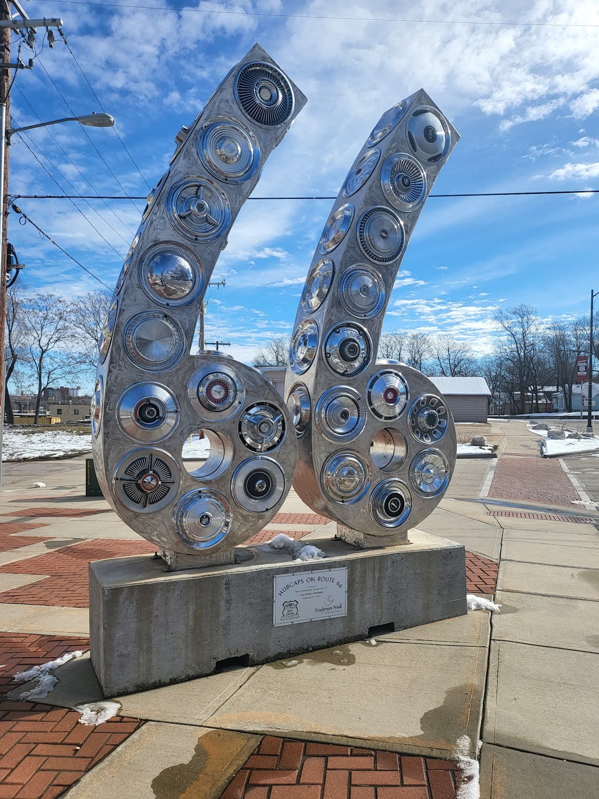 Hubcaps on Route 66 sculpture